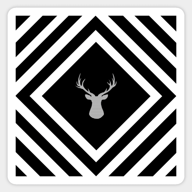 Abstract geometric pattern - Deer - black, gray and white. Sticker by kerens